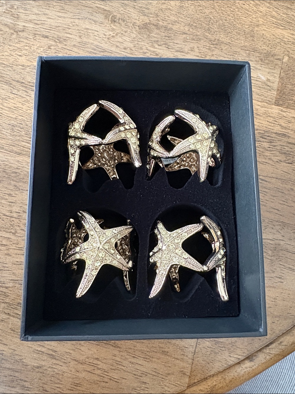 L'OBJET Gold Starfish Napkin Rings with Swarovski- set of 4